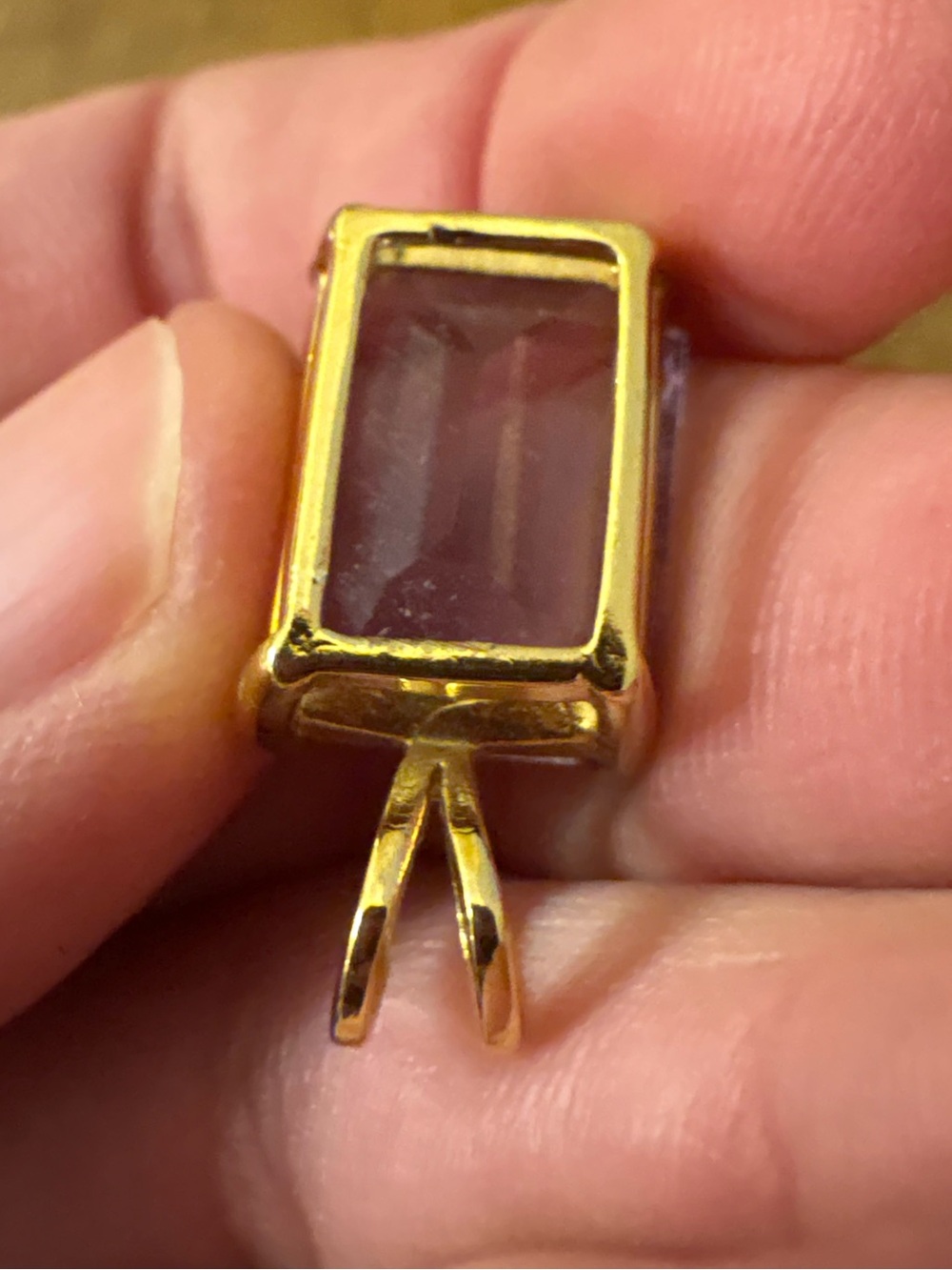 Gold Tone Emerald Cut Light Amethyst Pendant Lavender Purple Quartz Necklace - Picture 4 of 13